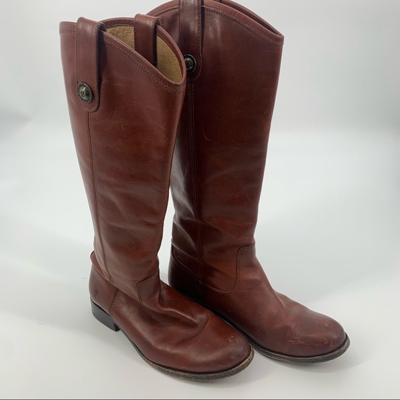Frye Melissa Button Brown Leather Riding Boots Size 6 - Picture 6 of 8